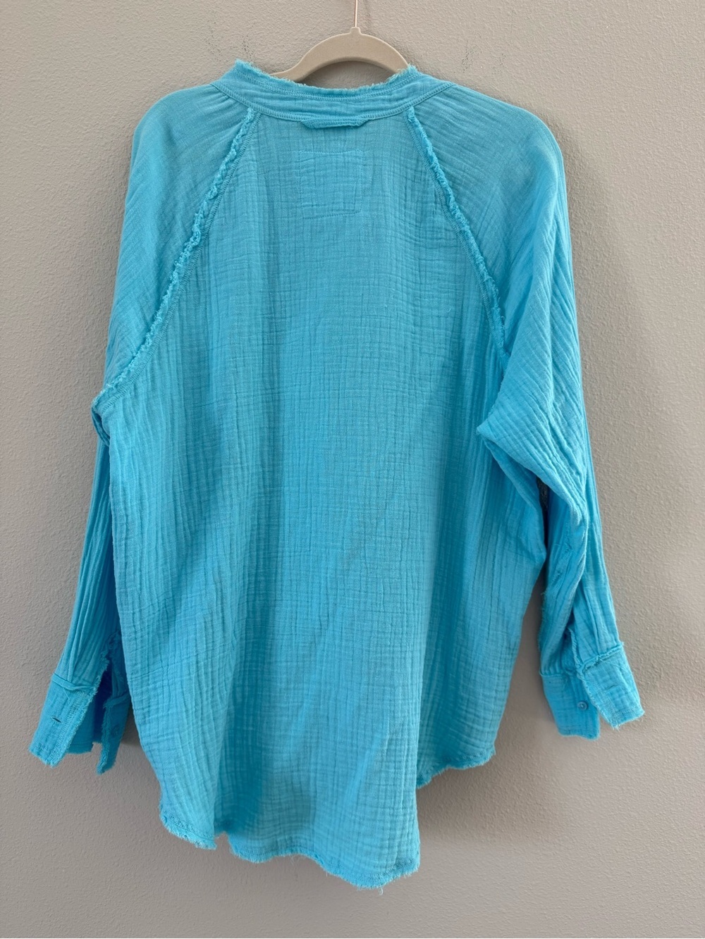 Aerie Gauzy Cover Up Shirt Color Blue Color Big Sur Current Sold Out XS - Picture 8 of 9